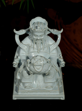 汝窑财神摆件客厅轻奢