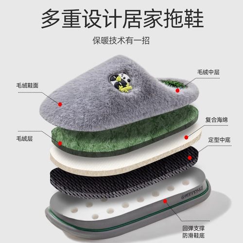 踩屎感棉拖鞋男士秋冬季2025新款室内家居毛绒保暖防滑棉拖女冬天 - 图1