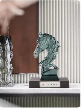 艺贝子轻奢办公室马头酒柜装饰品摆件中式客厅玄关软装家居装饰品