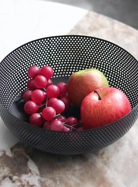 设计师铁艺网格水果篮摆件客厅现代创意零食水果盘北欧家居装饰品