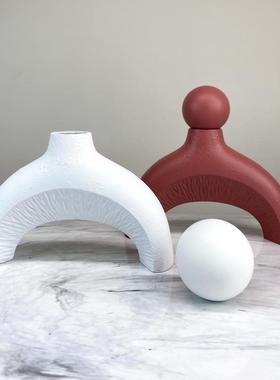 黑色树脂插花器几何摆件现代简约家居客厅样板房酒店桌面送礼饰品