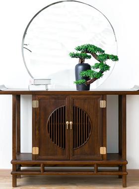 新中式家居盆景仿真迎客松罗汉松根雕摆件客厅电视柜玄关柜装饰品