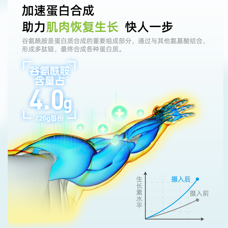 肌肉科技活力谷氨酰胺训练恢复练后运动补剂非氮泵bcaa支链氨基酸 - 图0