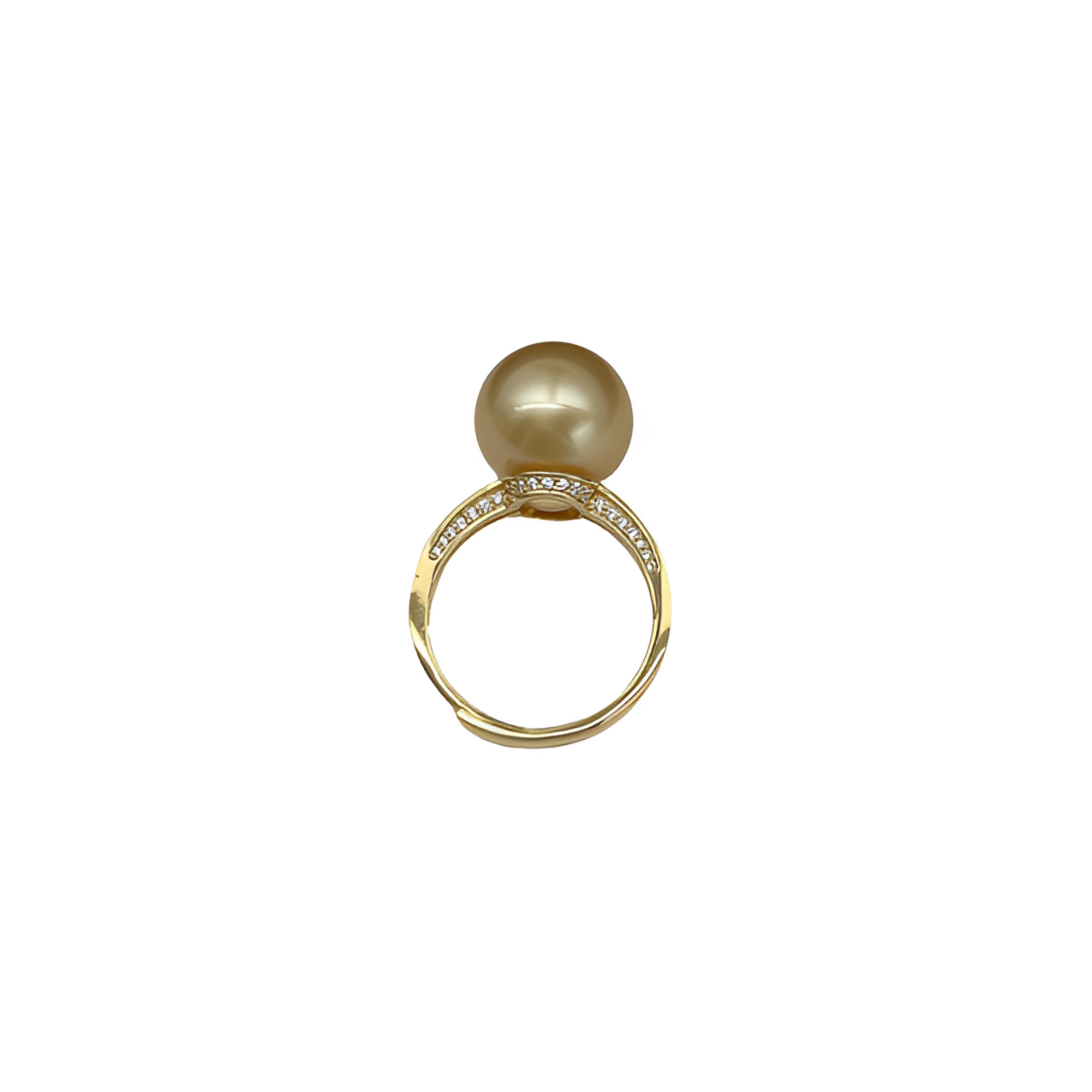 12-13mm 925 silver thick gold South Sea gold pearl seawater pearl open ring fashionable and diverse hair one