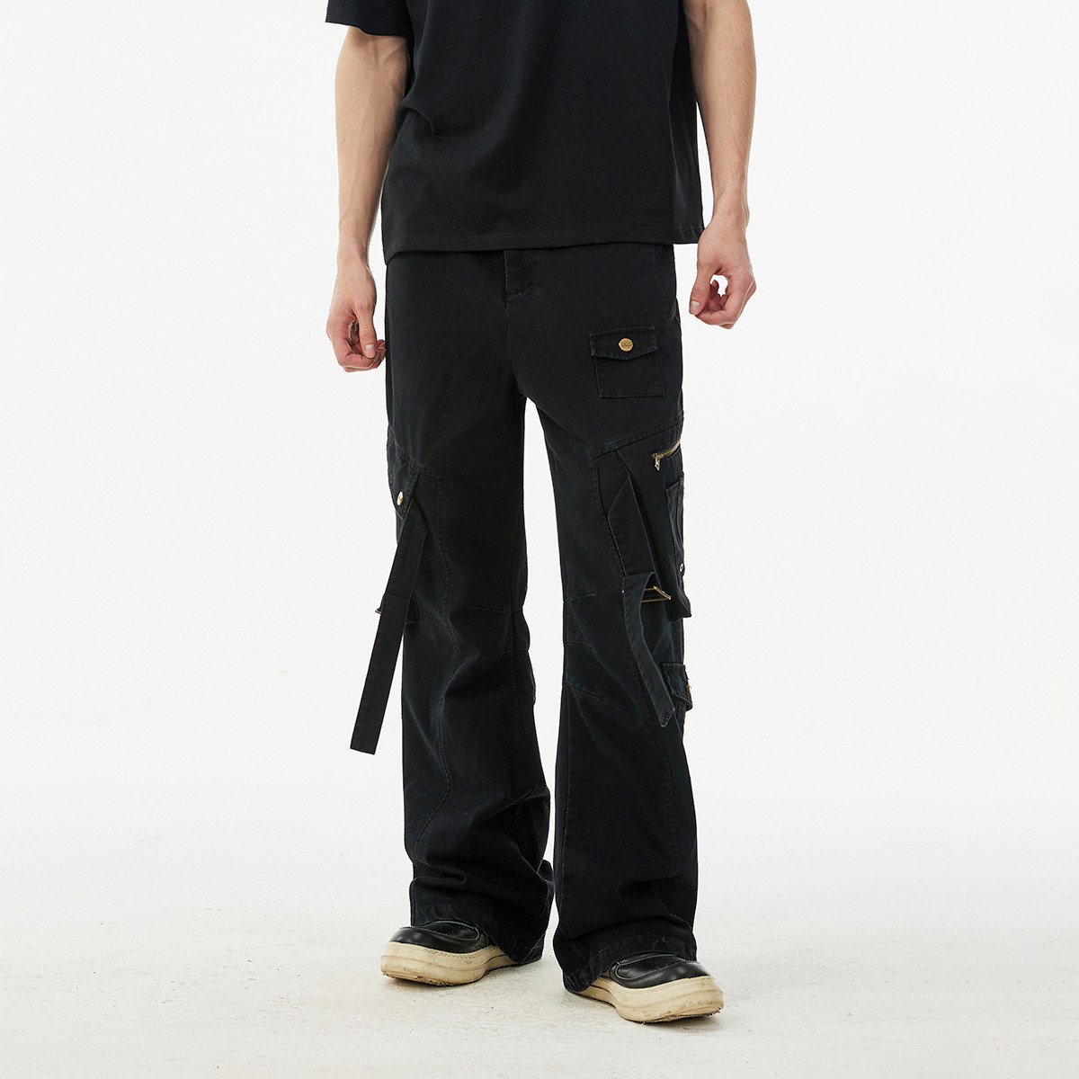 FORNINES多口袋解构微喇工装裤男生潮牌美式复古宽松直筒vibe裤子,淘宝优惠券,粉丝福利购,淘宝优惠卷