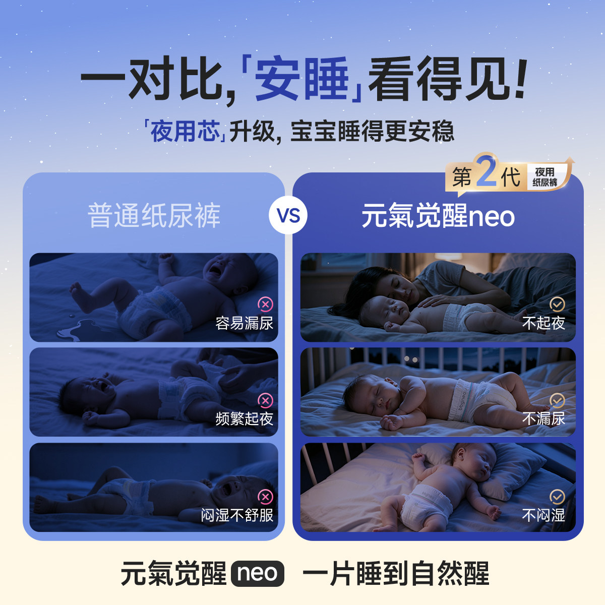 【夜用专研】BBG元气觉醒neo二代夜用纸尿裤学步拉拉裤尿不湿防漏