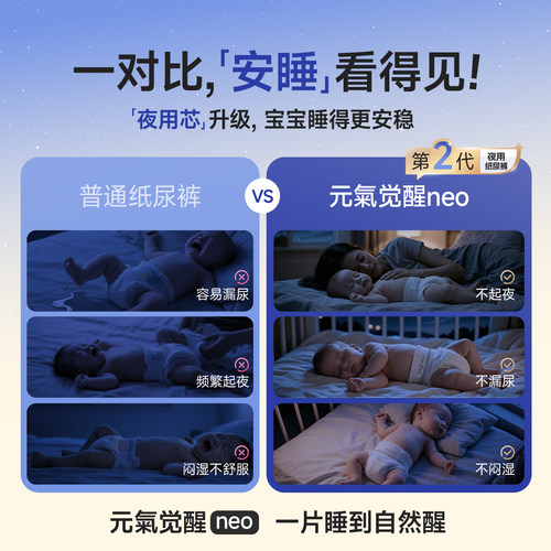 U先/试用装3片bbgneo元气觉醒新升级夜用纸尿拉拉裤大吸量尿不湿 - 图2