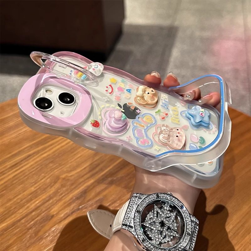 适用苹果16promax手机壳新款iPhone15pro双支架波浪14plus防摔13女款12可爱青蛙xsmax云朵公仔XR全包保护套,淘宝优惠券,粉丝福利购,淘宝优惠卷