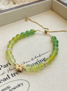 天然葡萄玛瑙小清新甜美手链女夏日青堤色小众原创设计送朋友