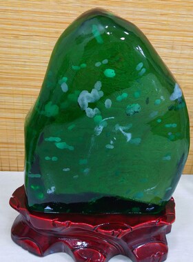 包邮绿水晶天然火山琉璃原石头家居客厅玄关镇宅招财饰品奇石摆件
