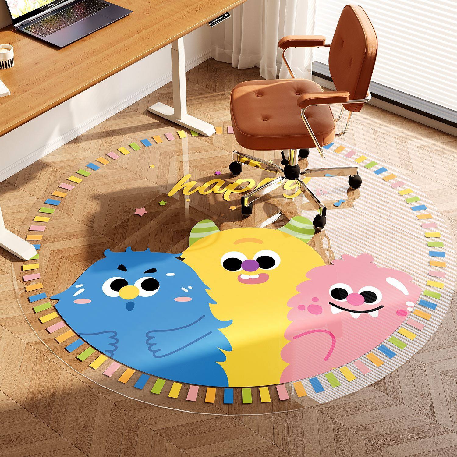 多巴胺动漫卡通椅子地垫滑轮座椅转椅垫子透明圆形地毯保护膜防滑,淘宝优惠券,粉丝福利购,淘宝优惠卷