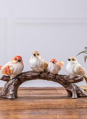 桌子上的摆件美式现代创意小鸟摆件家居桌面客厅电视柜酒柜装饰品