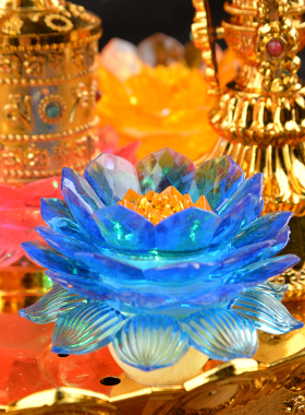 电子酥油灯密宗藏式三盏莲花灯电动七彩灯光长明灯供灯插电酥油灯