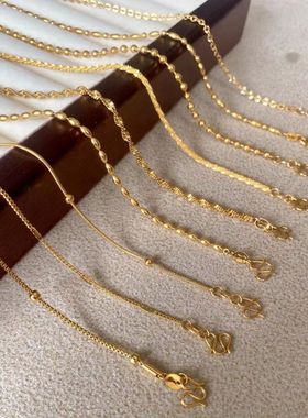 不掉色项链洗澡可戴女黄金色细链子钛钢颈链银项链女款中性风