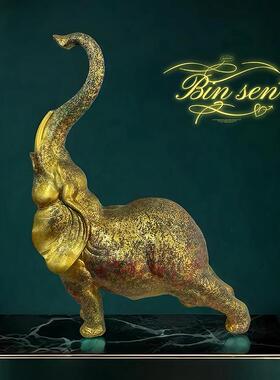 吉祥如意七彩琉璃大象招财摆件电视柜办公室家居工艺品开业礼品