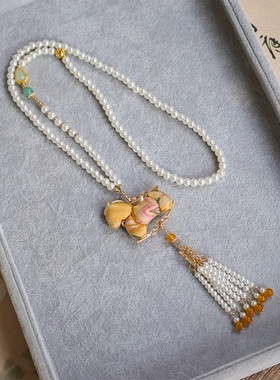 非遗仿宋锦双面葫芦璎珞国风仿宋锦毛衣链百搭新中式马甲项链配饰