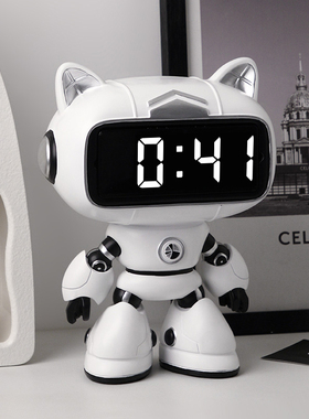 速发创意机件猫关钟摆器家居饰品家居玄时电视柜床头桌面数字闹钟