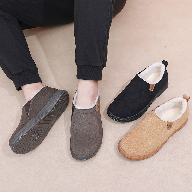 冬季新款时尚潮流休闲男士加绒潮鞋套脚保暖棉鞋舒适绵羊毛工作鞋 - 图2