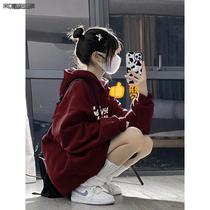 Korean version of the mens clothing men and women American retro autumn and winter plus suede thickened with cap and long sleeves Chaochio loos