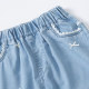ເດັກຍິງ elastic waist bow denim pants ຂາກ້ວາງ