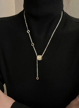 猫眼石钛钢十字链女不掉色猫眼项