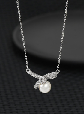 珍珠铜水波链女项链ins风