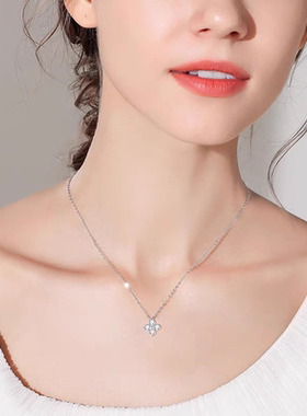 幸运四叶草项链女S925纯银轻奢小众高级锁骨链送女友闺蜜生日礼物