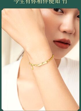 新中式国风和田玉手串S925银镶嵌气质复古竹节送闺蜜女友礼物手链