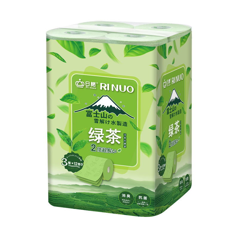 日诺日本进口绿茶芳香卫生纸可溶水溶厕纸有芯卷纸卷筒纸纸巾1提
