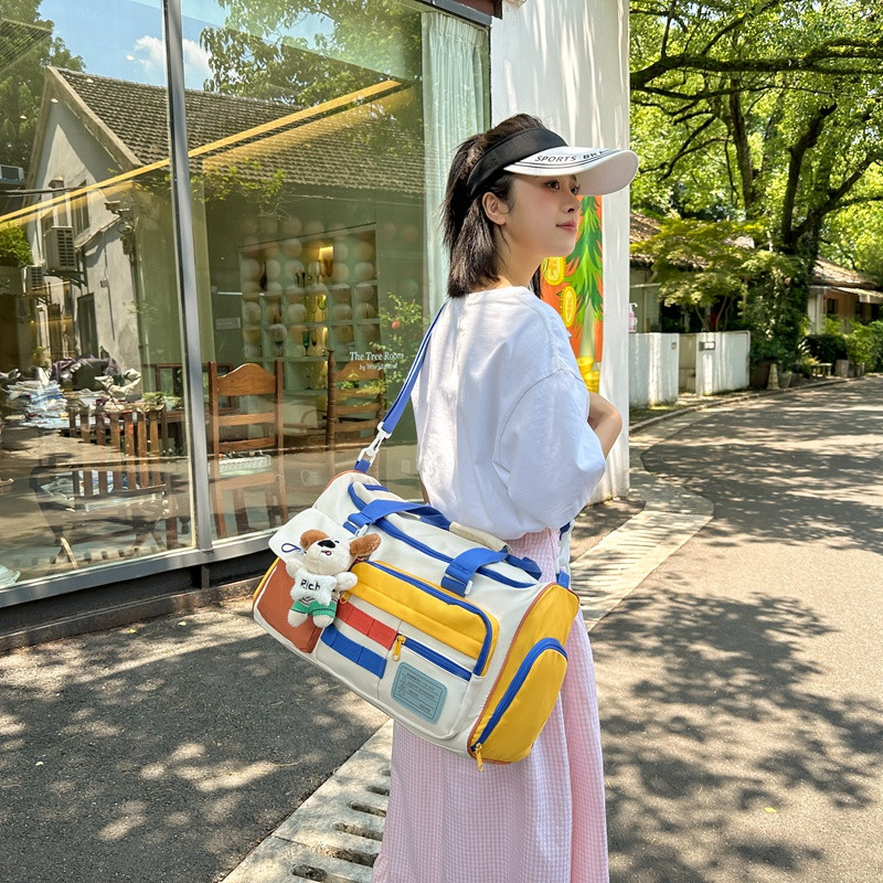 大容量短途旅行包防水运动健身包可套拉杆箱登机包撞色手提行李包,淘宝优惠券,粉丝福利购,淘宝优惠卷