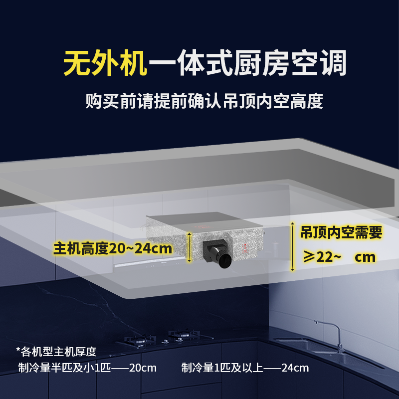 博伸厨房空调制冷机单冷家用嵌入式吸顶隐藏一体式无外机厨房空调-图1