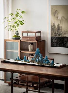 会新中创式意玄盘装山枯山造景件沙水禅摆所关52621酒意柜鱼假缸