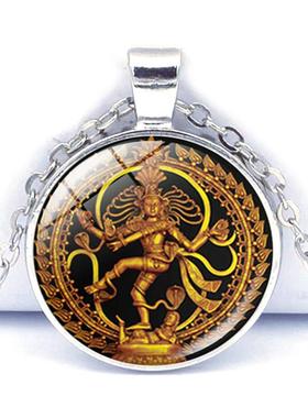 新款毁灭之神湿婆时光宝石吊坠项链女百搭跨境配饰复古毛衣链饰品