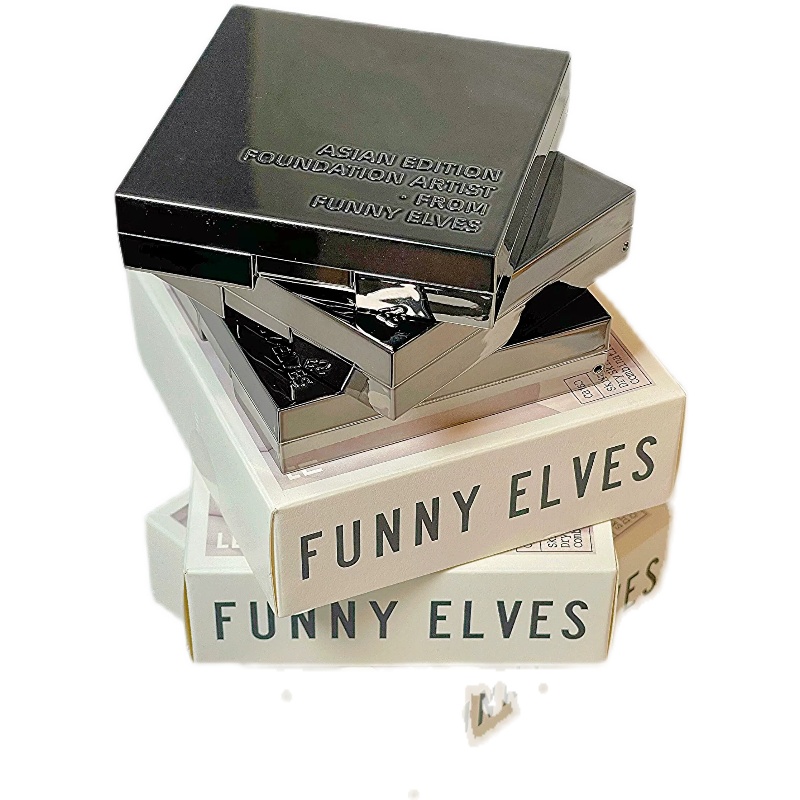 funnyelves粉饼方里粉底遮瑕散粉，方里柔焦蜜粉饼控油定妆持久fe蜜粉饼扑柔焦女-第3张图片-提都小院