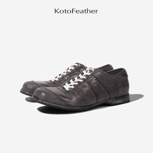 珡羽KotoFeather 德式水洗马皮拳击鞋手工植鞣透气皮底休闲皮鞋 - 图1