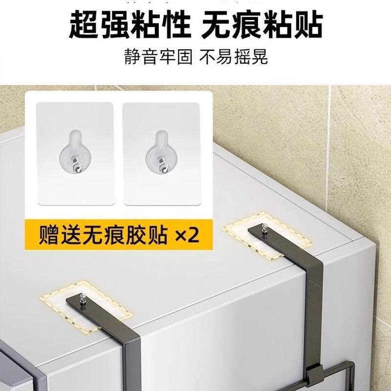 冰箱置物架侧面收纳挂架厨房家用侧壁保鲜膜挂钩多层架子神器打孔 - 图3