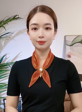 【予凡】新款炫彩色磁吸扣长条小丝巾细窄护颈围脖遮颈纹薄款透气
