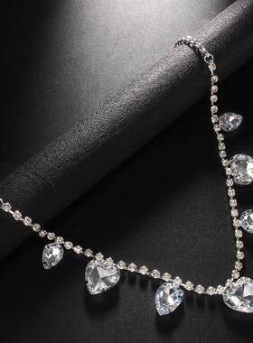 欧美新款水钻配饰 潮流百搭爱心项链 简约气质吊坠颈饰女necklace