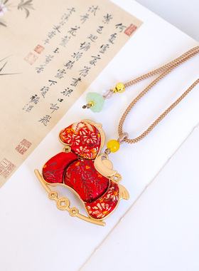 仿宋锦双面小马国风新中式项链