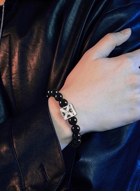 男士黑曜石能量手串转运珠手链