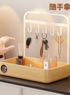 实木玄关钥匙收纳装饰盒摆件入户门口鞋柜上置物架桌面整理置物架