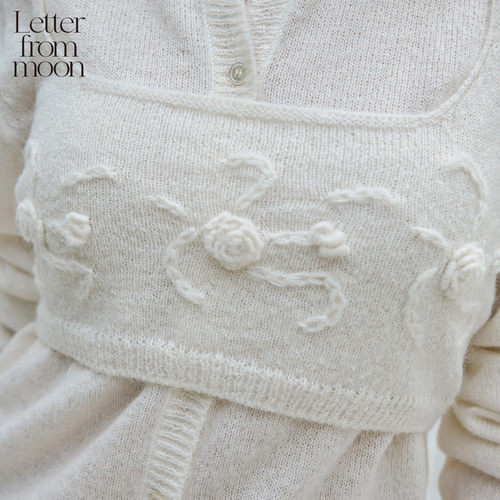 柳河览同款丨Letter from moon羊毛开衫背心两件套25秋款休闲内搭 - 图2