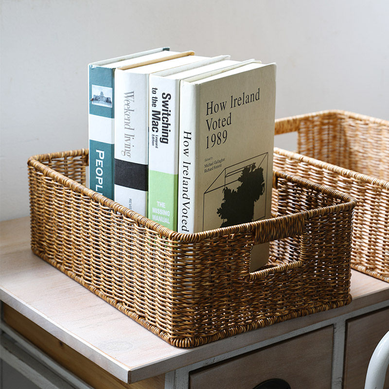 闲储仿藤编织家用橱柜茶几零食收纳筐袜子儿童衣物收纳筐,淘宝优惠券,粉丝福利购,淘宝优惠卷