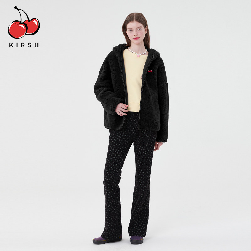 樱桃KIRSH 摇粒绒外套女秋冬2024新款加绒加厚韩系连帽绒外套冬,淘宝优惠券,粉丝福利购,淘宝优惠卷