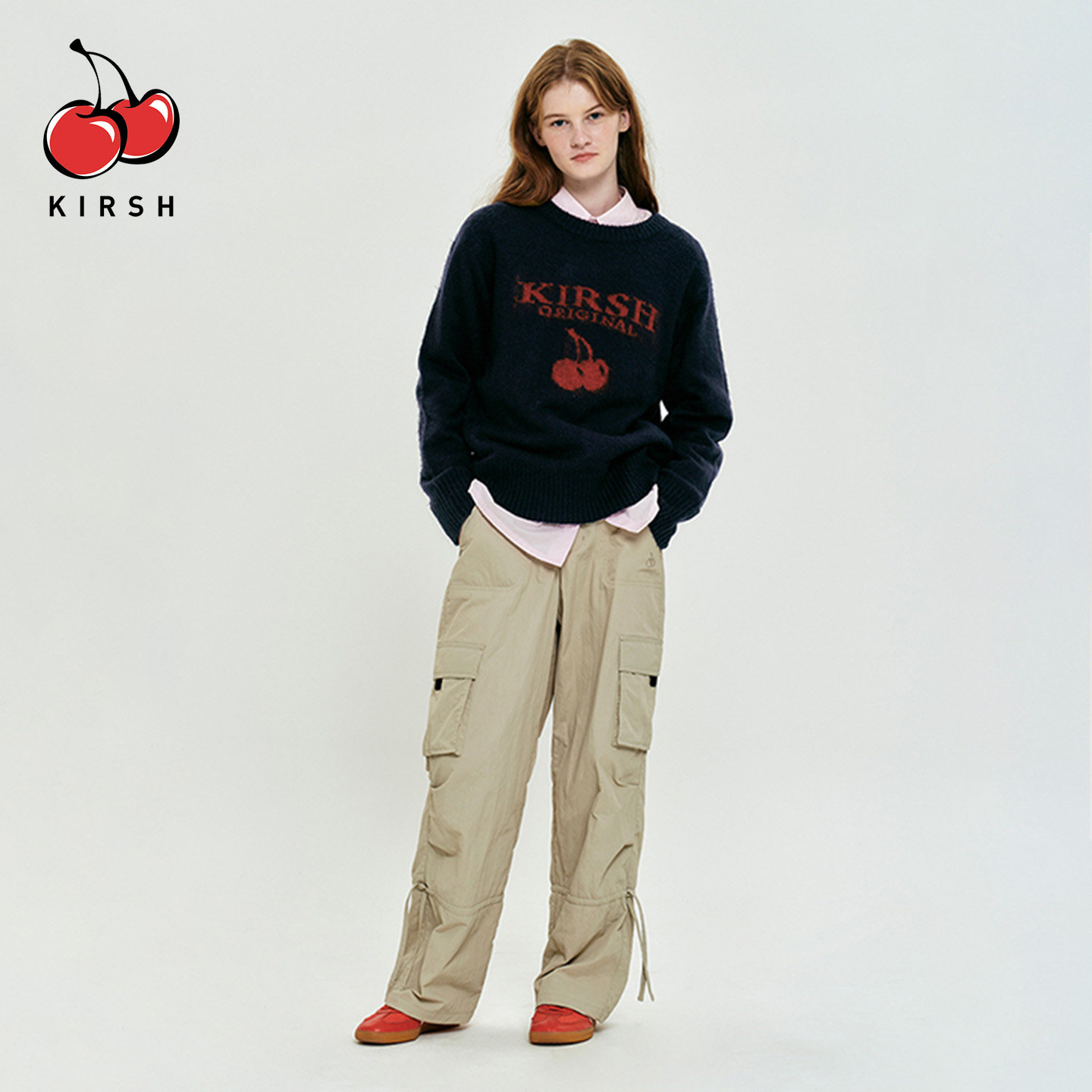 KIRSH美式抽绳多口袋工装裤女款秋冬酷飒风休闲裤宽松直筒长裤女,淘宝优惠券,粉丝福利购,淘宝优惠卷
