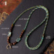 Handwoven pendant lanyard natural turquoise lapis lazuli