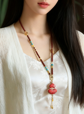 红玛瑙宋锦链佛牌链子通用吊坠绳