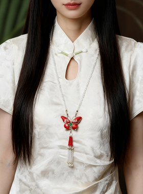 非遗宋锦新中式旗袍汉服配饰项链