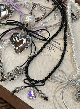 HALOkrACC韩代恒温水滴黑珠项链