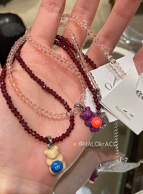 HALOkrACC韩代M豆抱抱熊项链